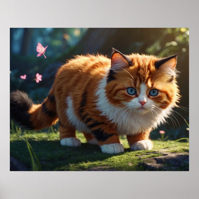 Poster *~* Fluffy Furry Kitty Chat 5:4 Feline Kitten (Devant)