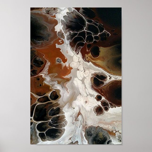 Poster Fluide Acrylique Abstrait peinture Brown neutre (Devant)
