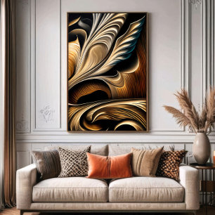 Poster Fluide Métallique Luxe Doré