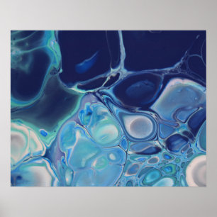Poster Fluidité abstraite moderne de marbre bleu de la ma
