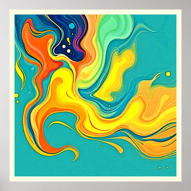 Poster Fluidity of Joy: Abstract Waves (Devant)