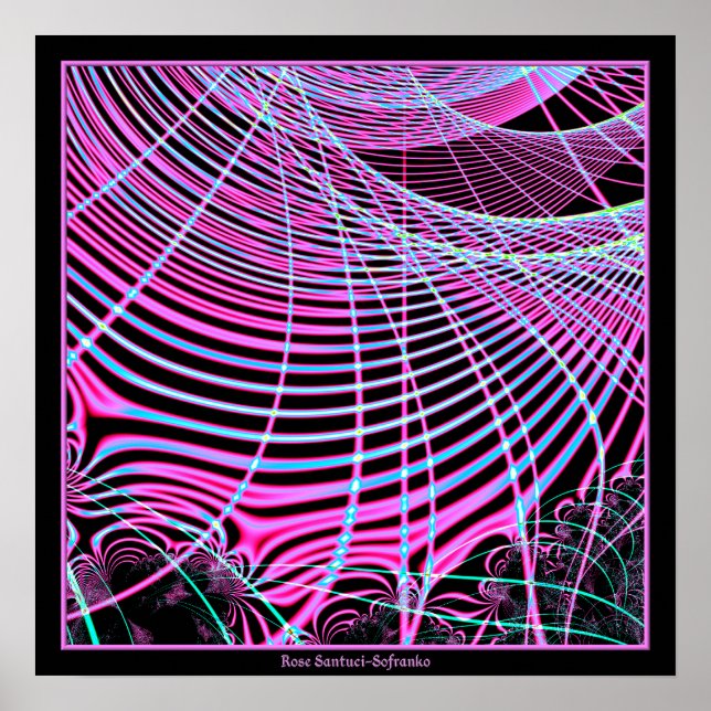 Poster Fluorescent Neon Web Fractal (Devant)