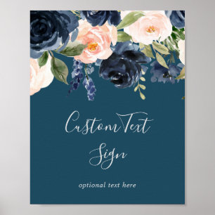 Poster Flush et Navy Flowers   Panneau de texte personnal