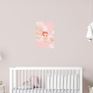 Poster Flûte de printemps : fille lapin jouant de la musi