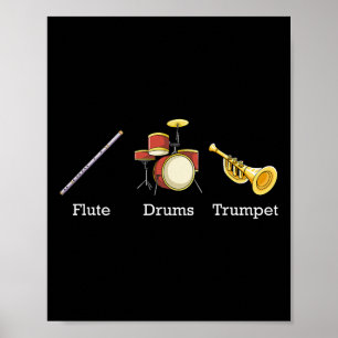 Poster Flûte Tambours Trompette Nd Instruments Subtil Ant