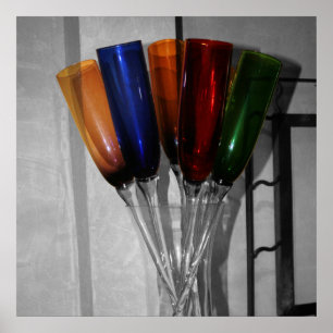 Poster Flutes de champagne colorées