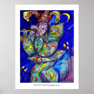 Poster FLUTISTE EN BLEU / Nuit de Carnaval Vénitien