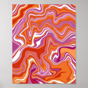 Poster Flux Abstrait de teintes orange et violette
