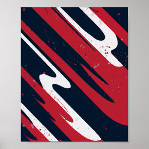 Poster Flux de brosse rouge et blanc dynamiques