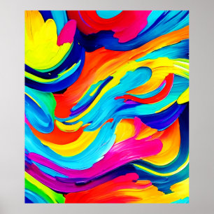 Poster Flux de couleurs Abstrait dynamique