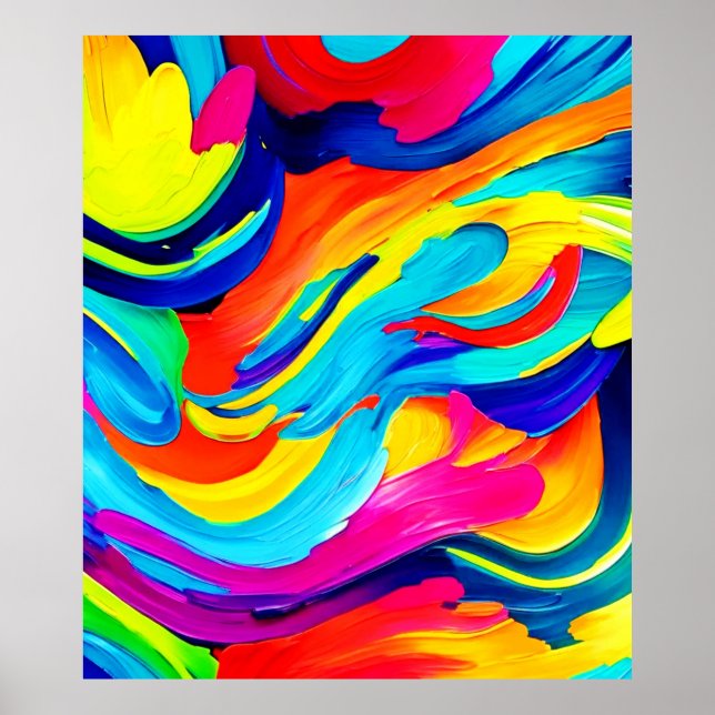 Poster Flux de couleurs Abstrait dynamique (Devant)