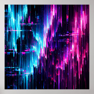 Poster Flux de données de pépin néon abstrait