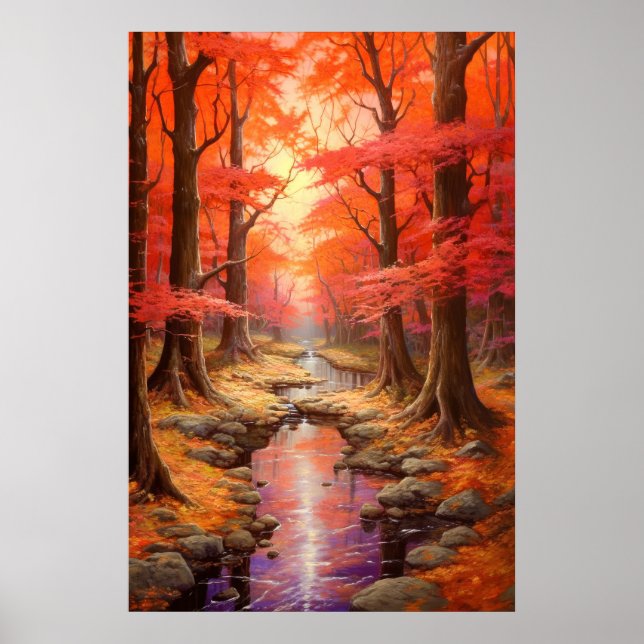 Poster Flux Enchantant Autumn Maple Forest Fine Art (Devant)