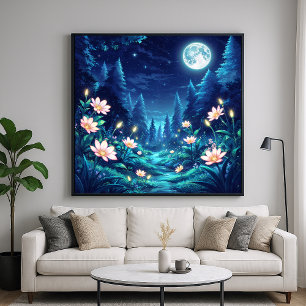 Poster Flux Lune - Illustration nocturne Art Style