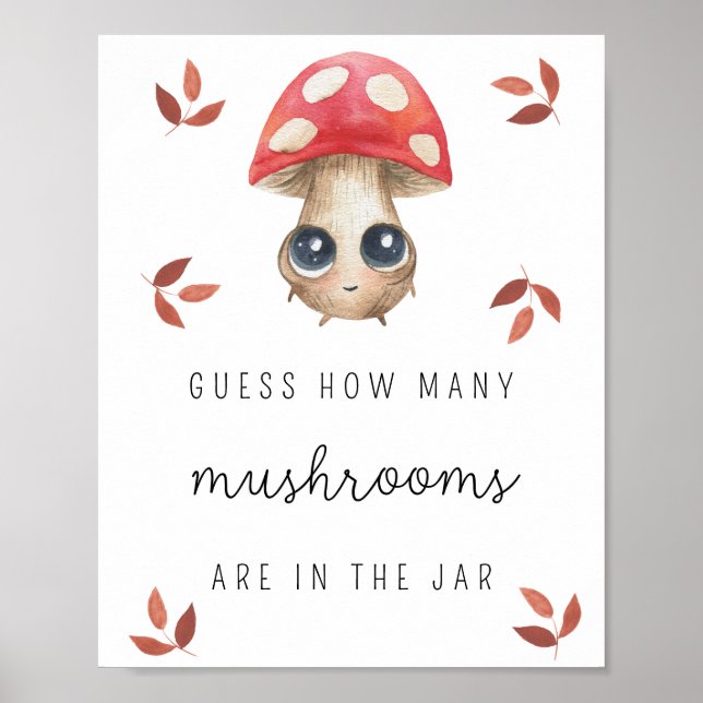 Poster Fly agaric - Combien de champignons baby shower je (Devant)