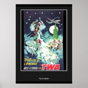 Poster Fly to Spain vintage Retro Print