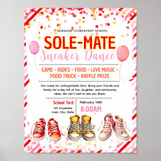 Poster Flyer de danse de baskets de la Saint-Valentin mod