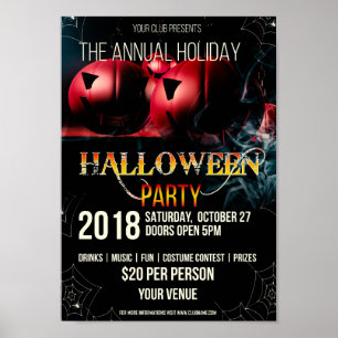Poster Flyer de nuit d'Halloween