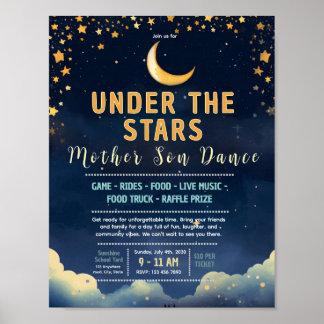 Poster Flyer modifiable de danse mère-fils sous une nuit