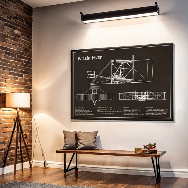Poster Flyer Wright - Plan de dessin du plan d'avion (Créateur téléchargé)
