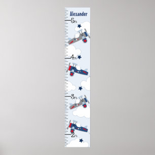 Poster Flying Airplane Nursery Growth Chart Gardez à 8x44