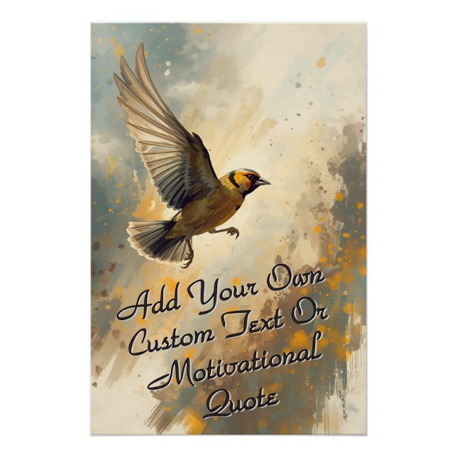 Poster Flying Bird Art - Ajouter un devis motivationnel p (Devant)