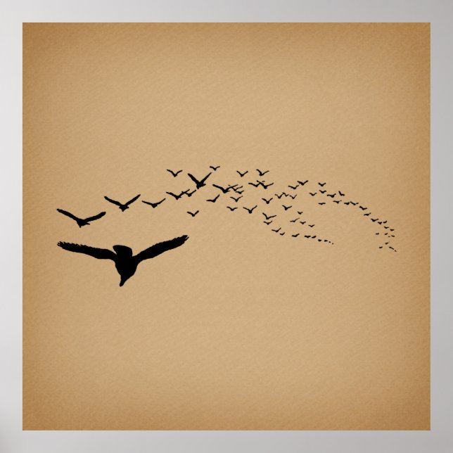 Poster Flying Birds Art Vintage (Devant)