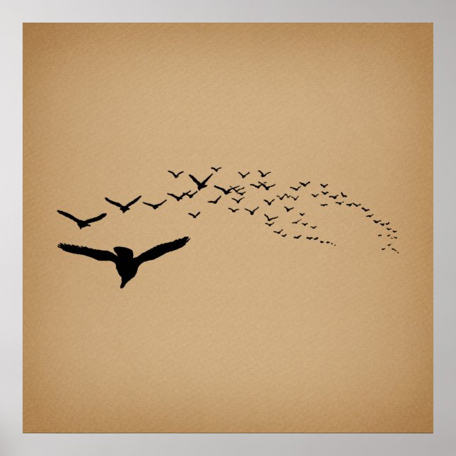 Poster Flying Birds Art Vintage (Devant)