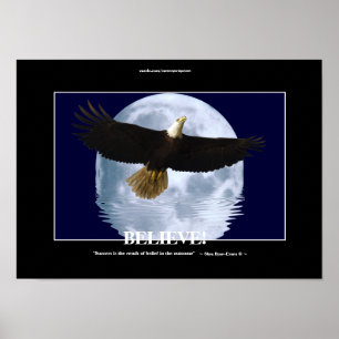 Poster Flying Eagle & Moon "Crois !" Art motivationnel