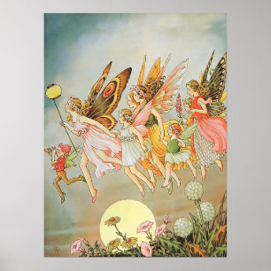 Poster Flying Fairies Whimsical Magic Fairytale
