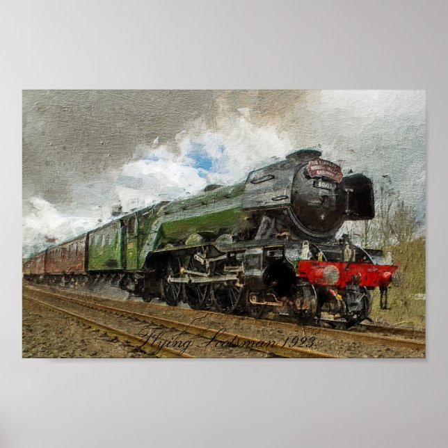 Poster Flying Scotsman oil Illustration peinte (Devant)