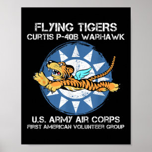 Poster Flying Tigers Curtis P-40b Warhawk World War 2 Air