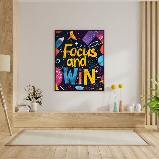 Poster Focus And Win Motivating Success Quote Wall Art