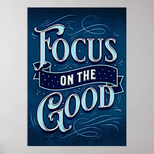 Poster Focus sur le bien - Inspirer & Motiver bleu