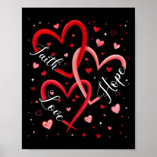 Poster Foi chrétienne Espoir Amour Cœurs Religieux Valent
