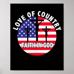 Poster Foi chrétienne patriotique en Dieu Coeur USA Drape