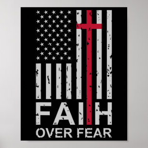 Poster Foi chrétienne sur le drapeau américain USA Rel
