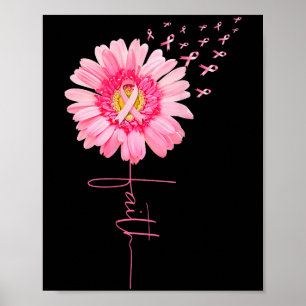 Poster Foi de marguerite rose - Sensibilisation au cancer