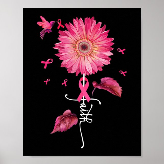 Poster Foi de marguerite rose - Sensibilisation au cancer (Devant)