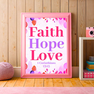 Poster Foi espoir et amour Boho Christian Ado Girl Art