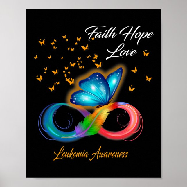 Poster Foi papillon Espoir Aimer Leucémie Sensibilisation (Devant)