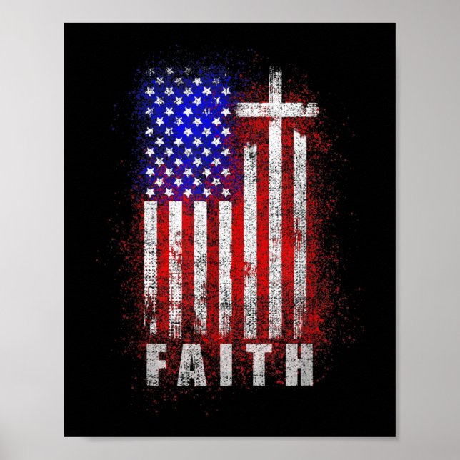 Poster Foi patriotique chrétienne Amour Jésus Drapeau amé (Devant)