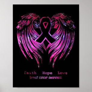 Poster Foi rose Espérance Amour Ailes Cancer du sein Sens