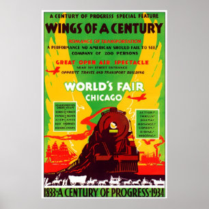 Poster Foire mondiale de Chicago 1934 en train