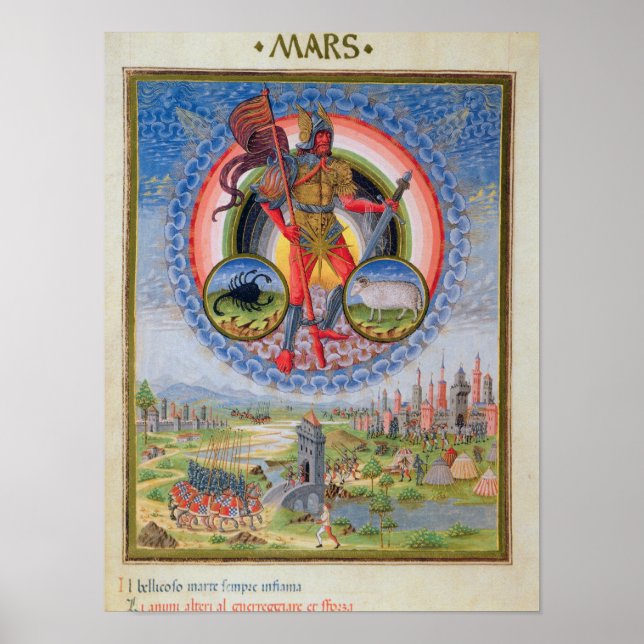 Poster Fol.7v La planète Mars, de 'De Sphaera', 1470 (Devant)