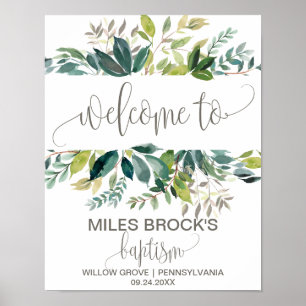 Poster Foliage Baptême Bienvenue