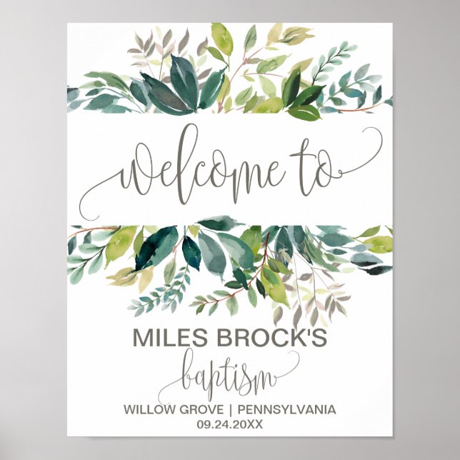 Poster Foliage Baptême Bienvenue (Devant)