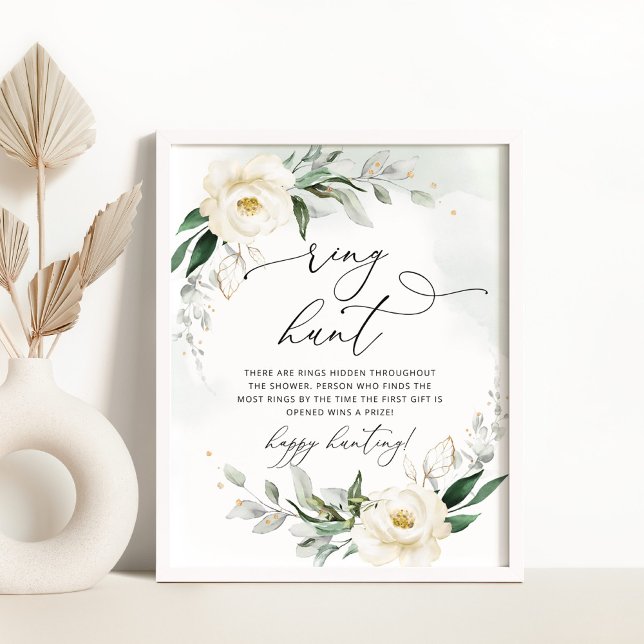 Poster Foliage élégant anneau floral chasse jeu de nuptia (Créateur téléchargé)