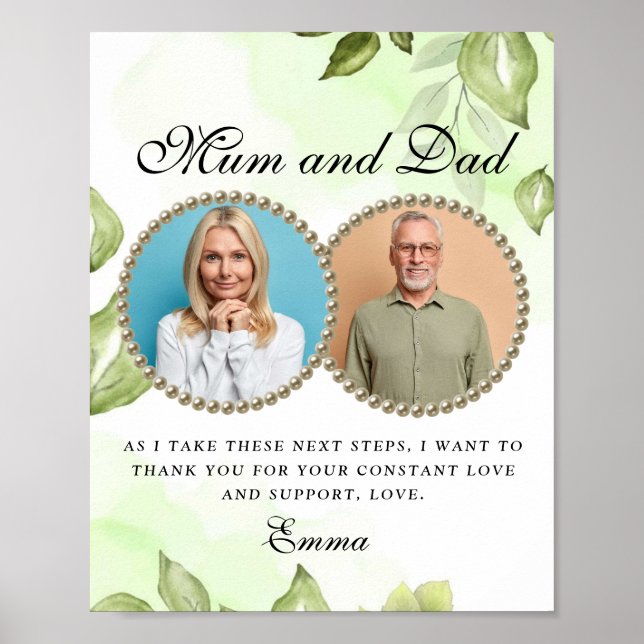 Poster Foliage Greenery Parents de la mariée Cadeau Poste (Devant)