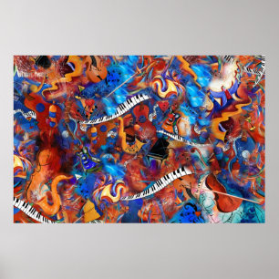 Poster Folie de musique de saxophone de guitare de piano